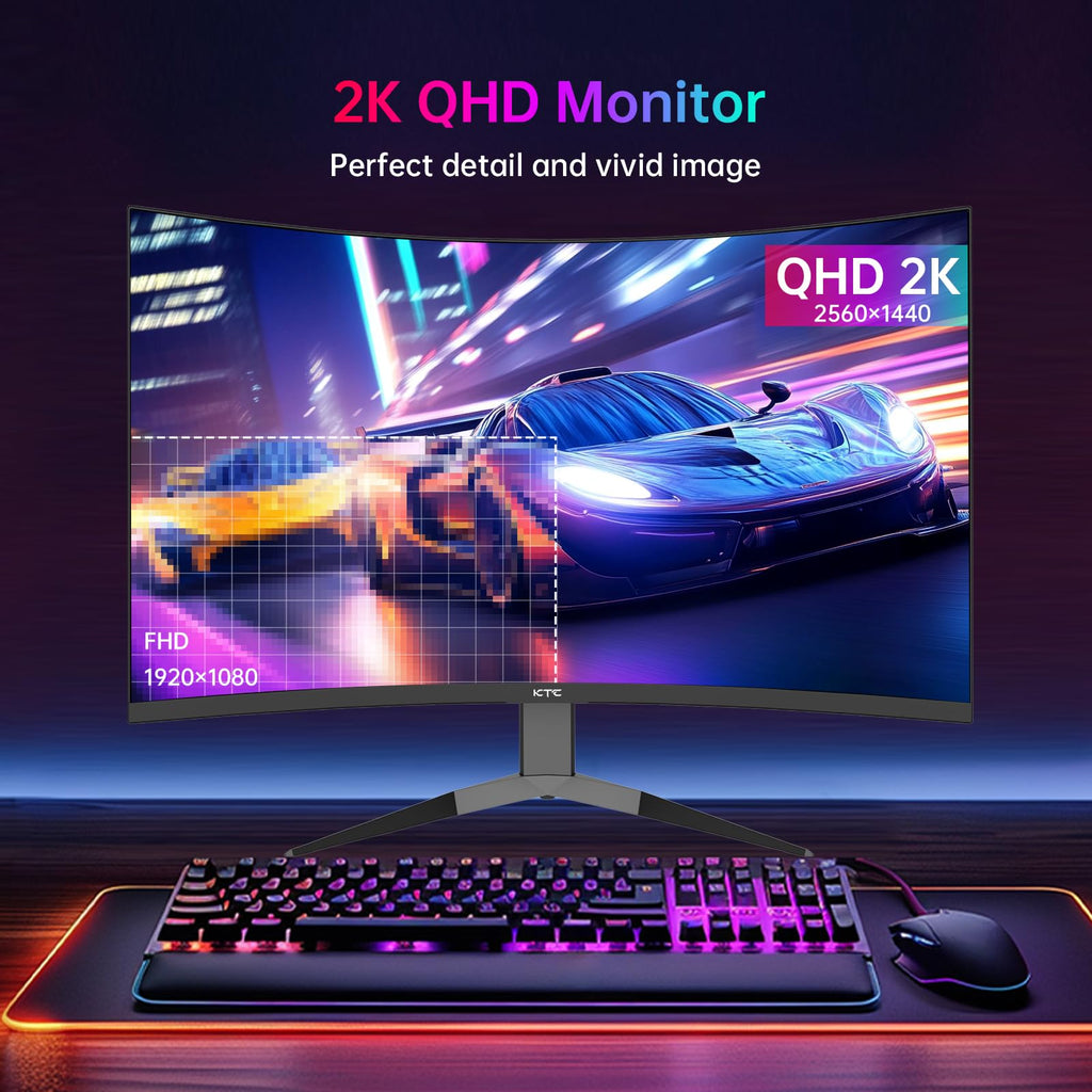 KTC Monitor Curvo Gaming – QHD 2K | 15.6" a 34" | 60Hz a 400Hz | HVA IPS VA | HDR