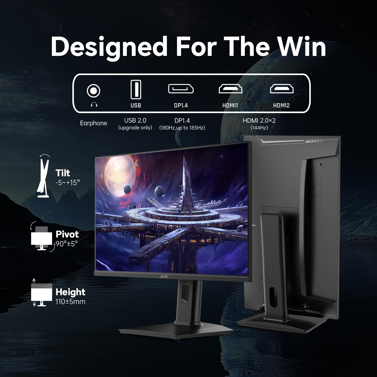 KTC Monitor Curvo Gaming – QHD 2K | 15.6" a 34" | 60Hz a 400Hz | HVA IPS VA | HDR