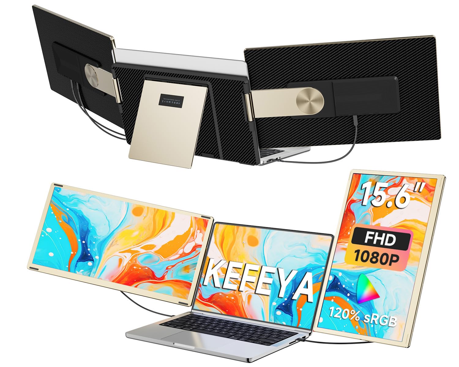 Laptop Screen Extender | 14" to 15.6" | FHD 1080P IPS | Dual & Triple Screen | USB-C HDMI