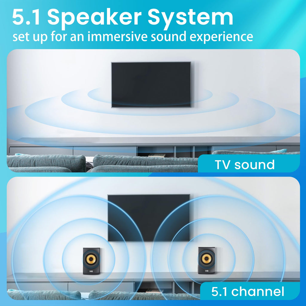 Acoustic Audio AA5170 Sistema de Bocinas Bluetooth 5.1 para Cine en Casa 700W con Subwoofer