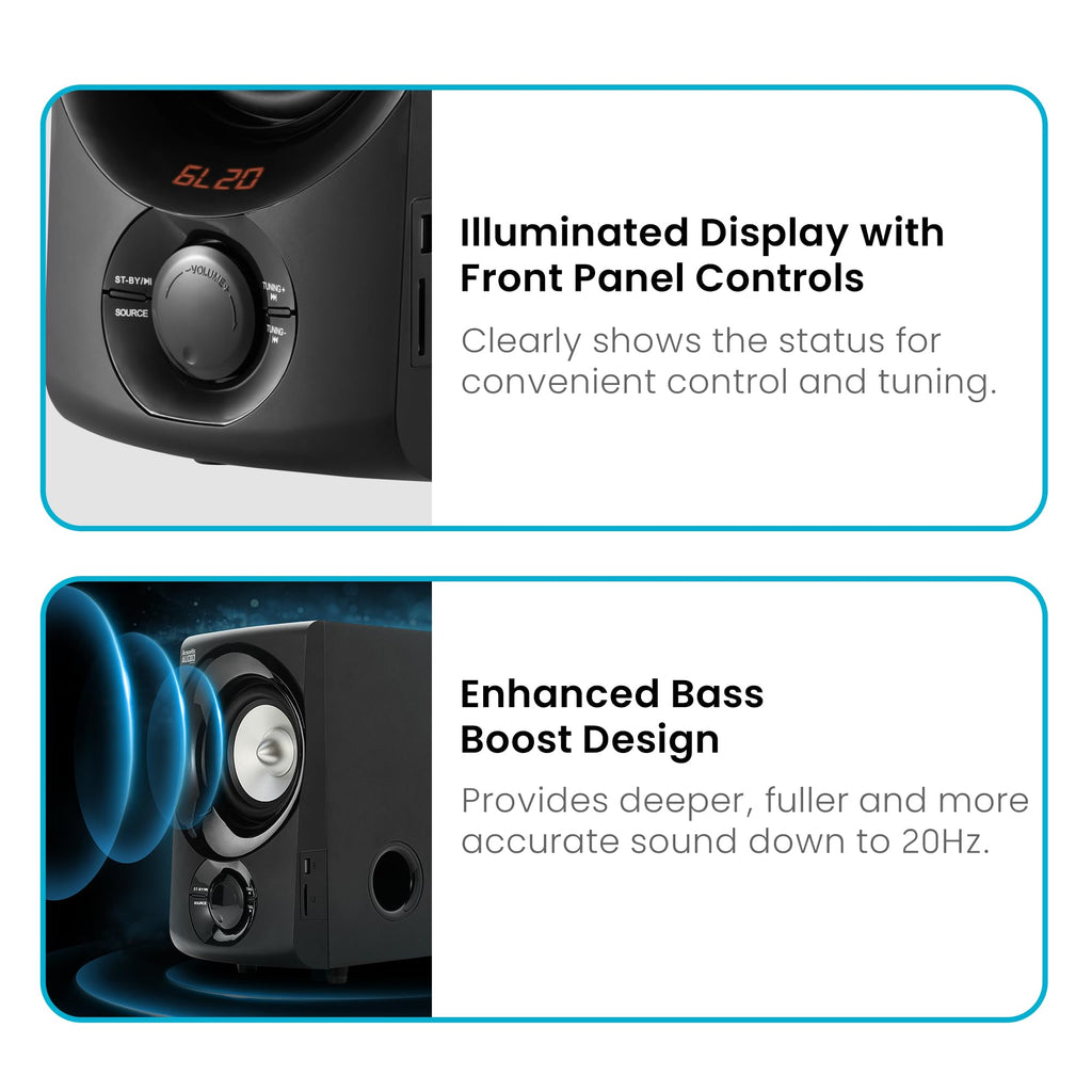 Acoustic Audio AA5170 Sistema de Bocinas Bluetooth 5.1 para Cine en Casa 700W con Subwoofer