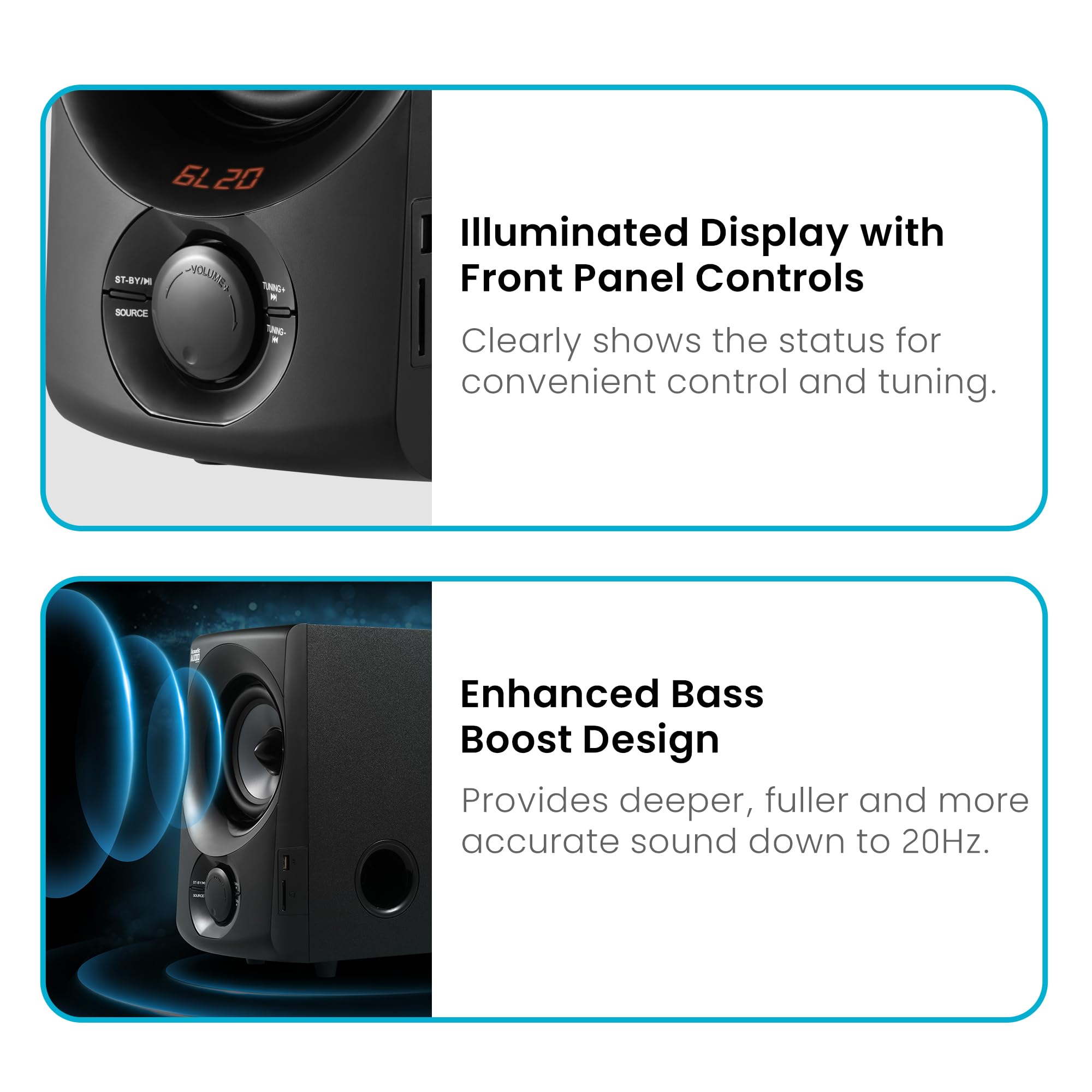 Acoustic Audio AA5170 Sistema de Bocinas Bluetooth 5.1 para Cine en Casa 700W con Subwoofer