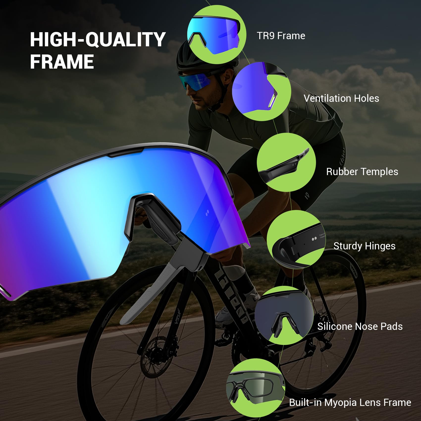 Blackview Gafas Bluetooth – UV400, Micrófono, Altavoces, Asistente de Voz, Lente Polarizada