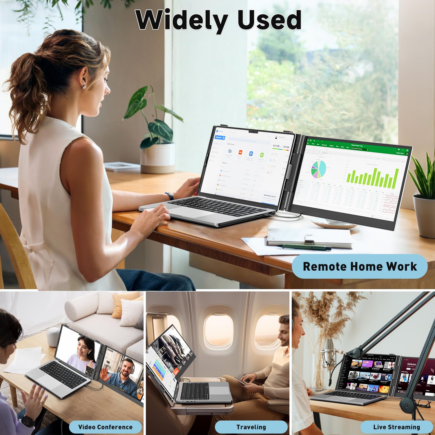 Laptop Screen Extender | 14" to 15.6" | FHD 1080P IPS | Dual & Triple Screen | USB-C HDMI