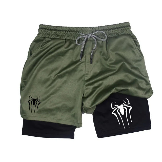 Shorts de Compresión Hombre Estampado Araña Y2K Malla Transpirable 14 Colores M-3XL | Men's Spider Print Compression Sports Shorts
