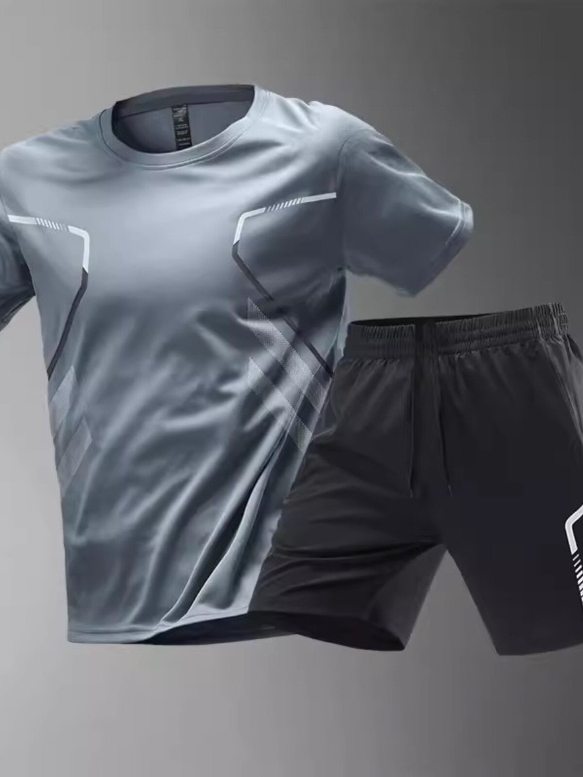 Conjunto Deportivo Hombre Seda de Hielo Camiseta + Shorts Secado Rápido 3 Colores M-5XL | Men's Ice Silk Quick-Dry Sports T-Shirt & Shorts Set
