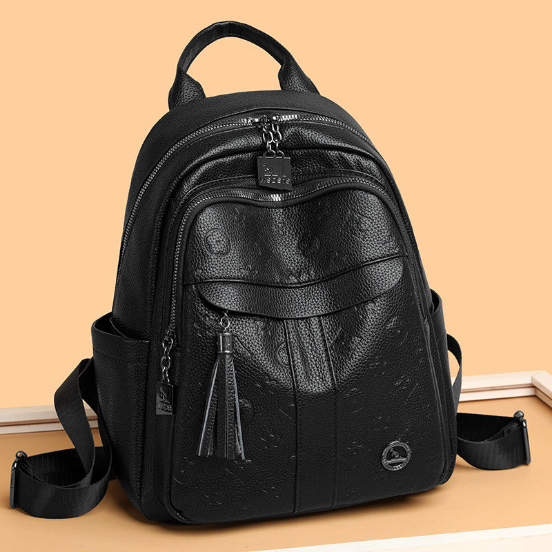 Mochila de Cuero Genuino para Mujer – Piel de Vaca, Laptop 14", Ligera, 3 Estilos