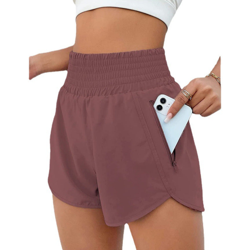 Shorts Deportivos Mujer Cintura Alta Tela Elástica Anti-Exposición S-XXXL | Women High Waist Sport Shorts