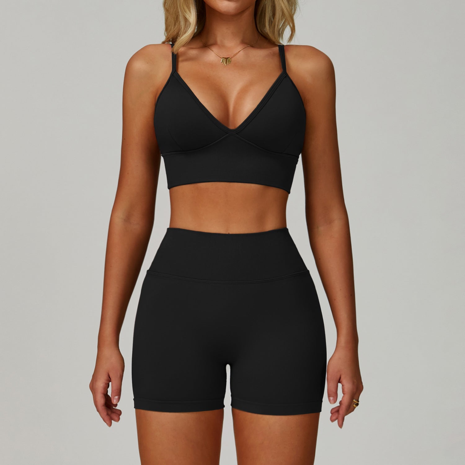 Conjunto Yoga Mujer Sin Costuras 90% Nylon 10% Spandex Moisture-Wicking Bra + Shorts/Pants o Jacket + Shorts 8 Colores S-XL | Women Seamless Yoga Set
