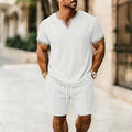 Conjunto Deportivo Hombre Camiseta Cuello V + Shorts Textura Waffle – S a XXXL