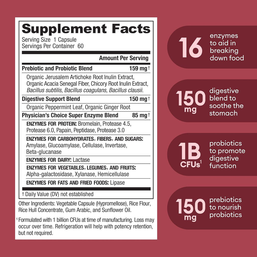Probiótico 60 Mil Millones UFC + Enzimas Digestivas | Salud Intestinal