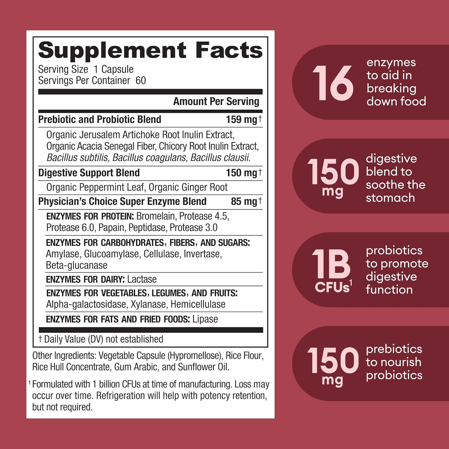 Probiótico 60 Mil Millones UFC + Enzimas Digestivas | Salud Intestinal