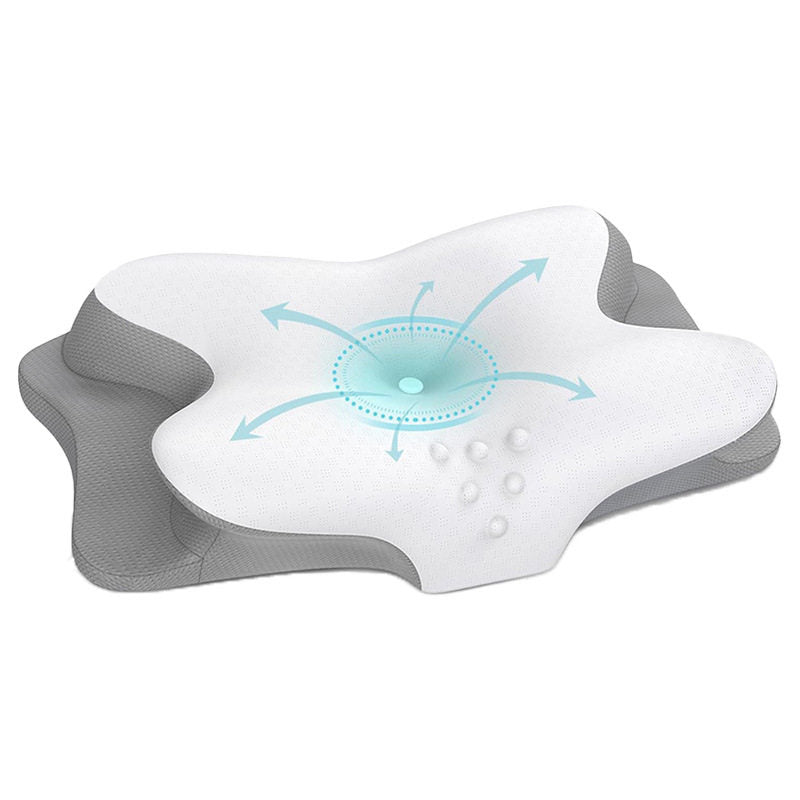 Almohada Cervical de Memory Foam | Diseño Mariposa | Funda Seda de Hielo | Soporte de Cuello