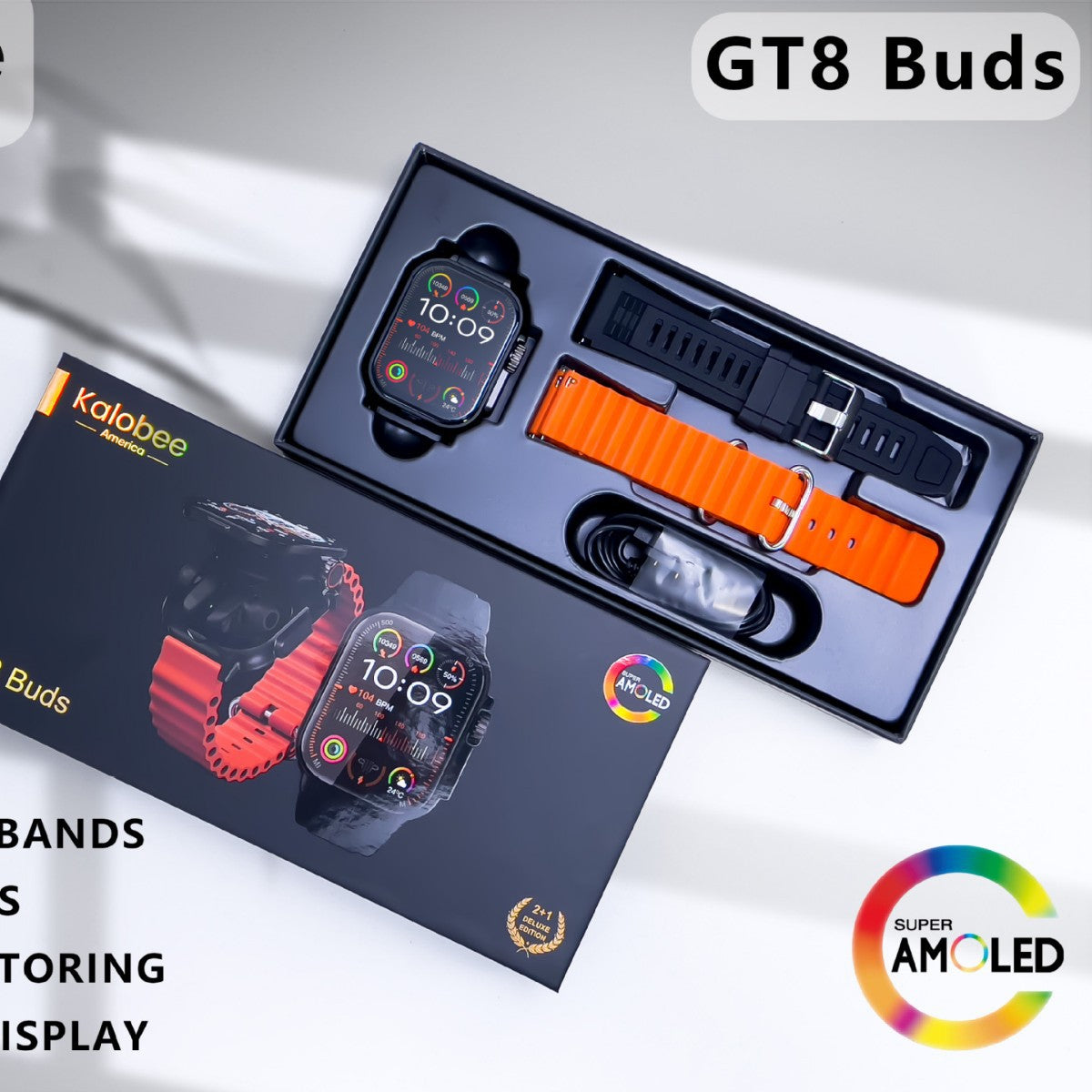 GT8BUDS Smartwatch 2 en 1 con Auriculares Bluetooth | AMOLED | NFC | Carga Inalámbrica