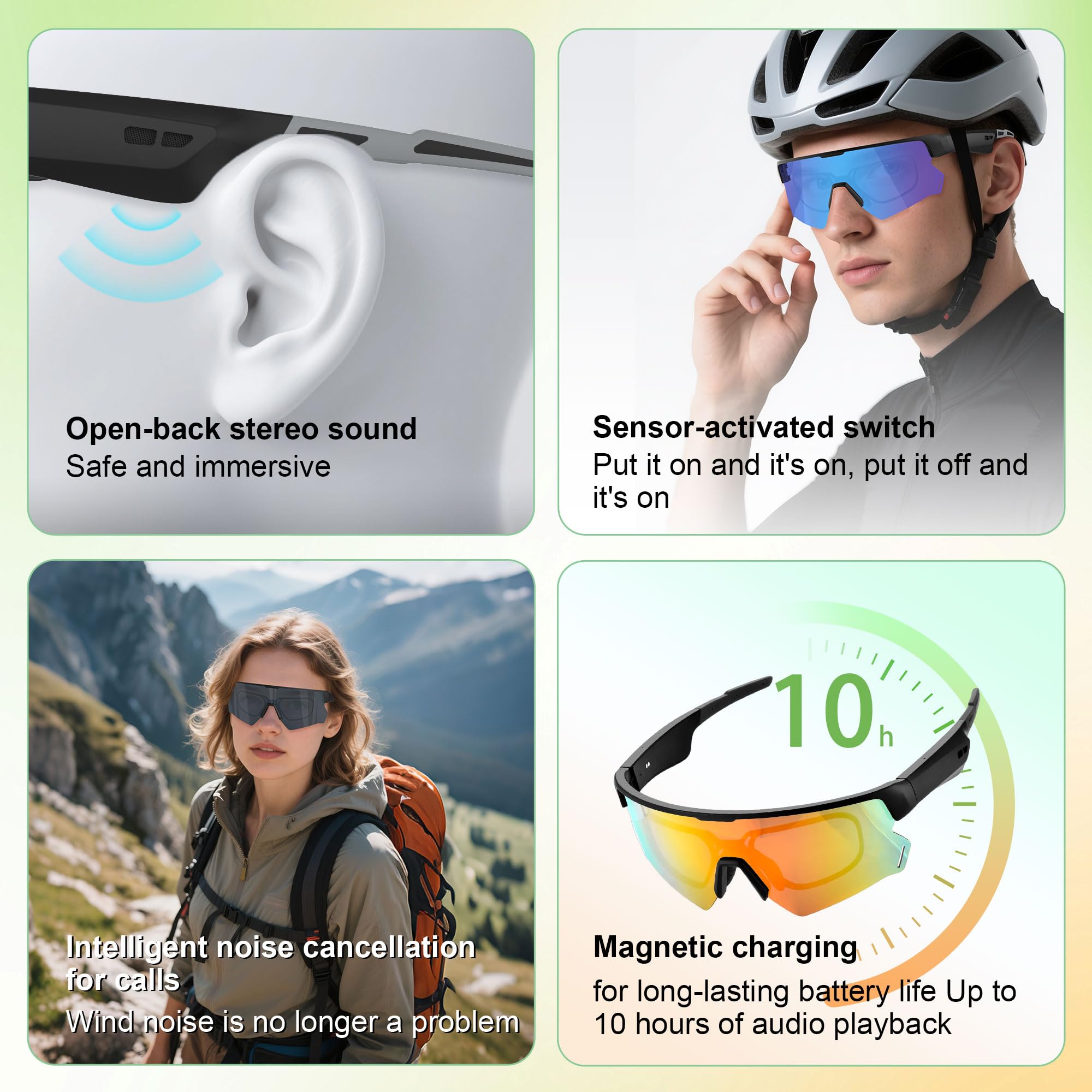 Blackview Gafas Bluetooth – UV400, Micrófono, Altavoces, Asistente de Voz, Lente Polarizada