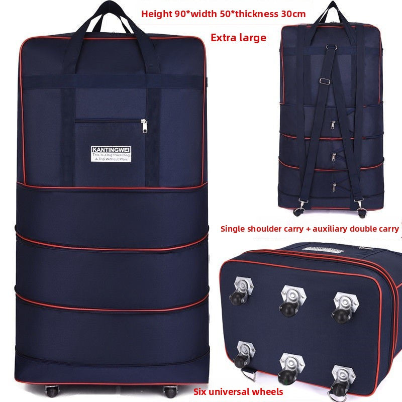 Expandable Oxford Cloth Travel Suitcase | 56-75L | Stainless Steel Wheels | S-XL
