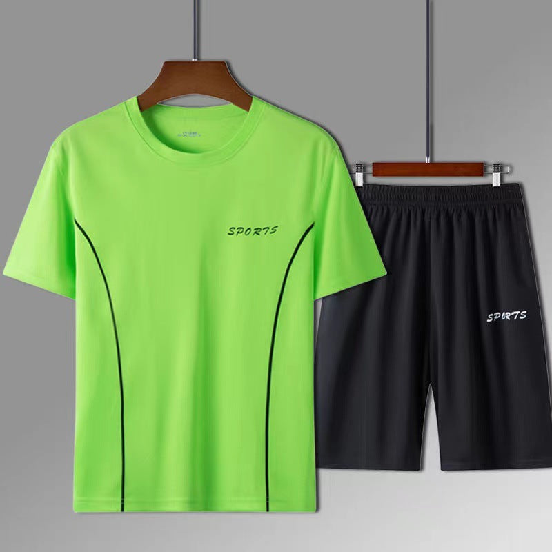 Conjunto Deportivo Hombre Camiseta + Shorts Secado Rápido 90% Poliéster 4 Colores L-4XL | Men's Quick-Dry Sports T-Shirt & Shorts Set