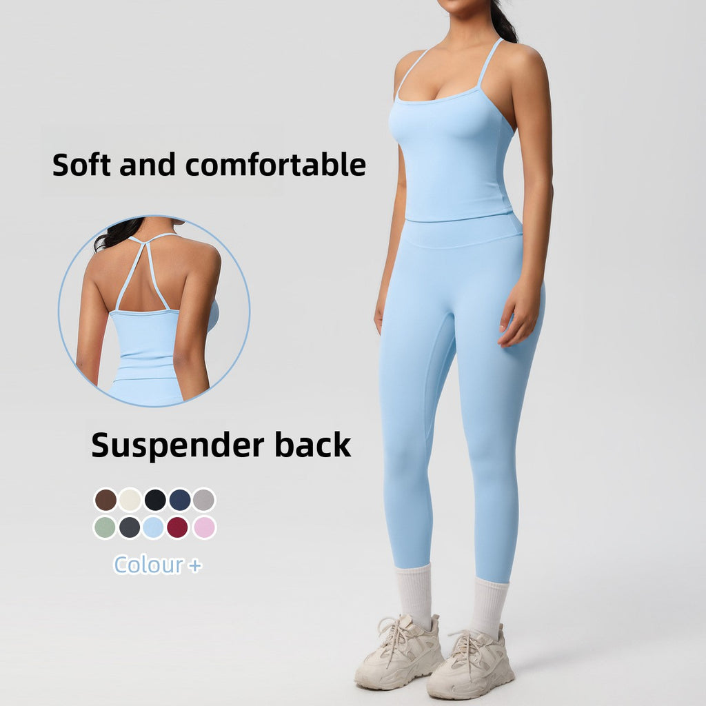 Conjunto Yoga Mujer Pantalón + Top Deportivo 80% Nylon 20% Spandex Quick-Dry Slim-Fit S-XL | Women Yoga Pants & Sports Top Set