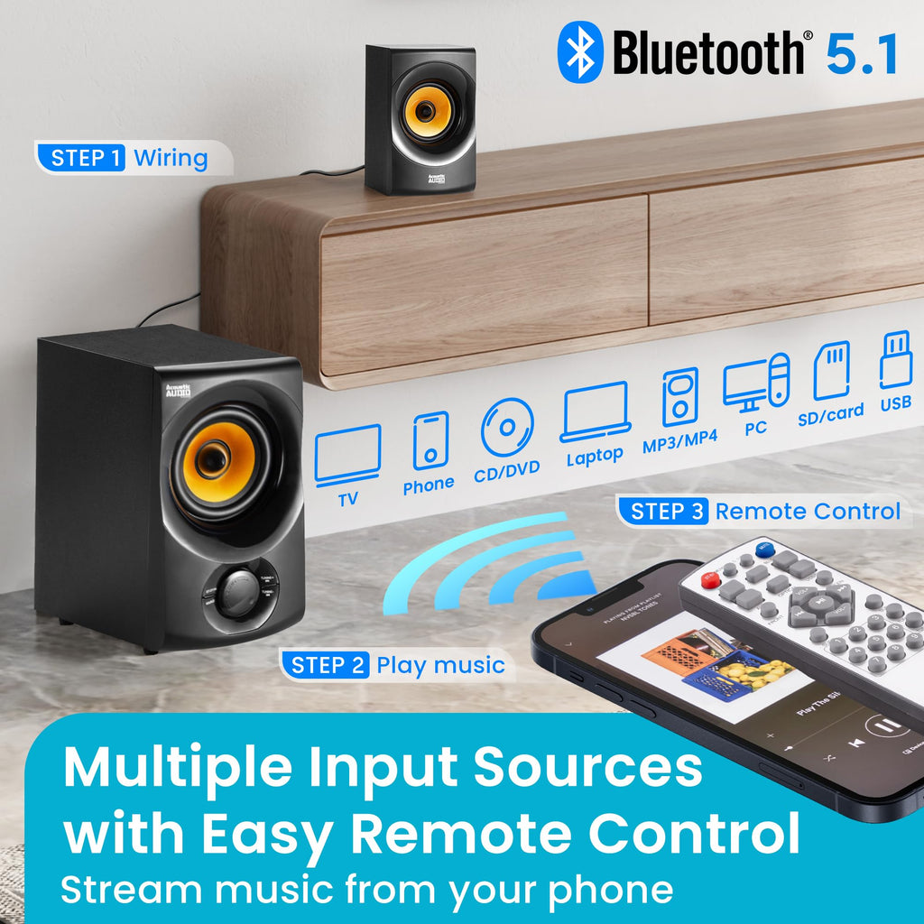 Acoustic Audio AA5170 Sistema de Bocinas Bluetooth 5.1 para Cine en Casa 700W con Subwoofer