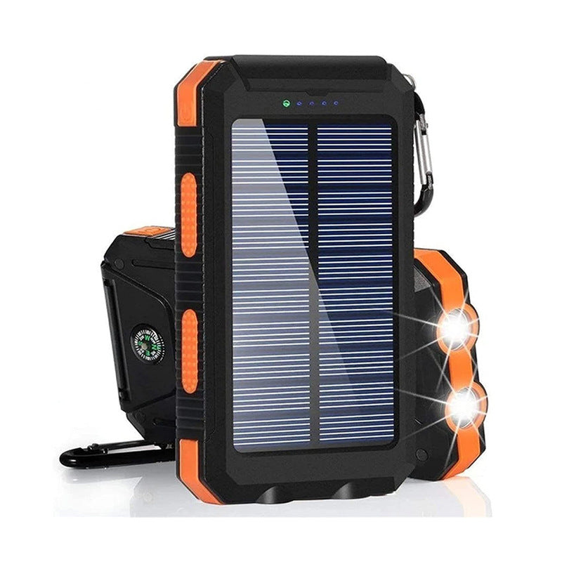Power Bank Solar 20000 mAh con Doble Faro LED – Batería Externa Portátil