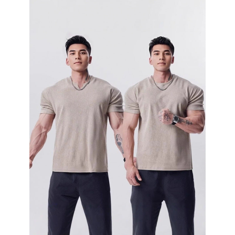 Camiseta Deportiva Casual de Manga Corta para Hombre – Cuello V o Redondo, M a XXXL