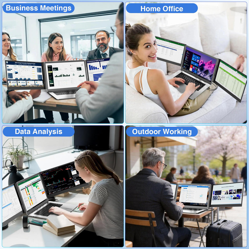 Laptop Screen Extender | 14" to 15.6" | FHD 1080P IPS | Dual & Triple Screen | USB-C HDMI
