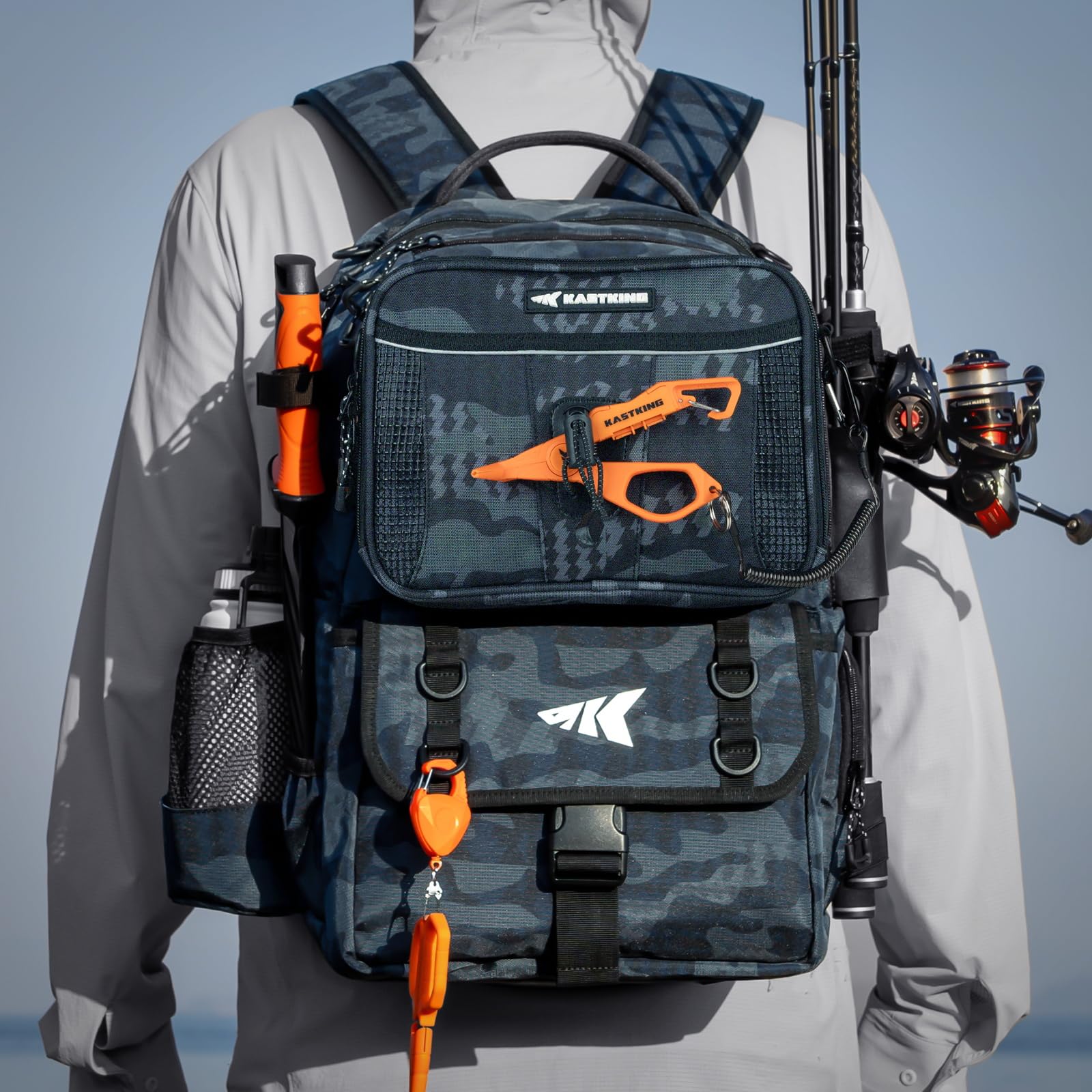 KastKing BaitSpace Mochila de Pesca 50L | Sistema Intercambiable, 2 Soportes para Cañas