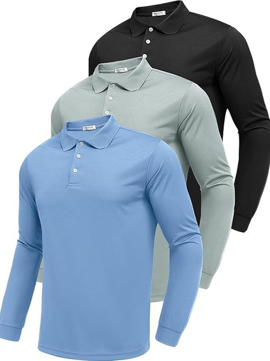 Polo Manga Larga Hombre Secado Rápido – Slim Fit, 95% Poliéster, S a XXXL