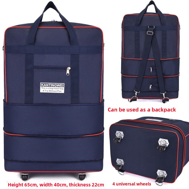 Expandable Oxford Cloth Travel Suitcase | 56-75L | Stainless Steel Wheels | S-XL