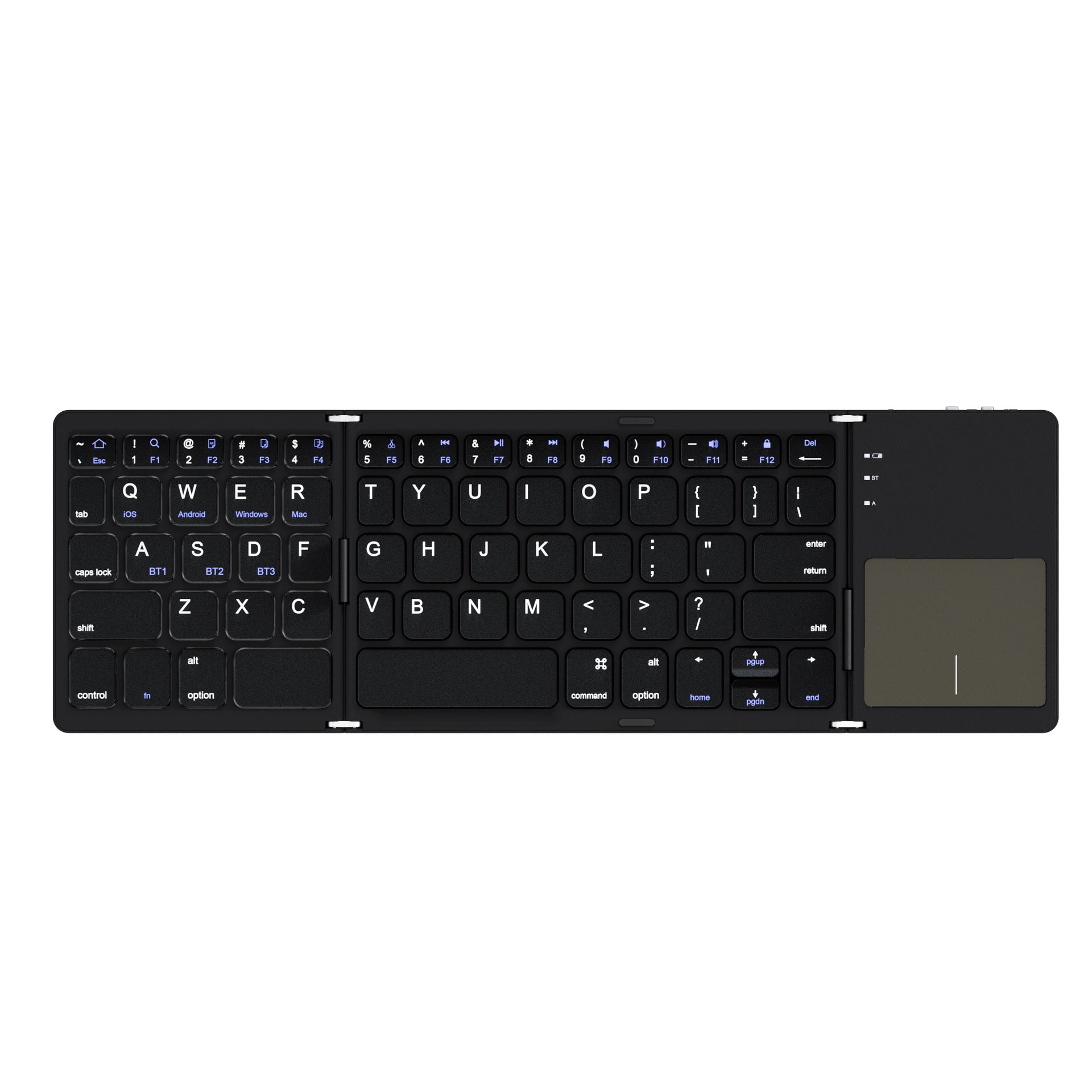 Foldable Bluetooth Keyboard B033 | 64 Keys | Ultra-Slim | Phone Tablet Laptop | Black & Grey