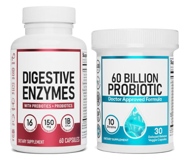 Probiótico 60 Mil Millones UFC + Enzimas Digestivas | Salud Intestinal