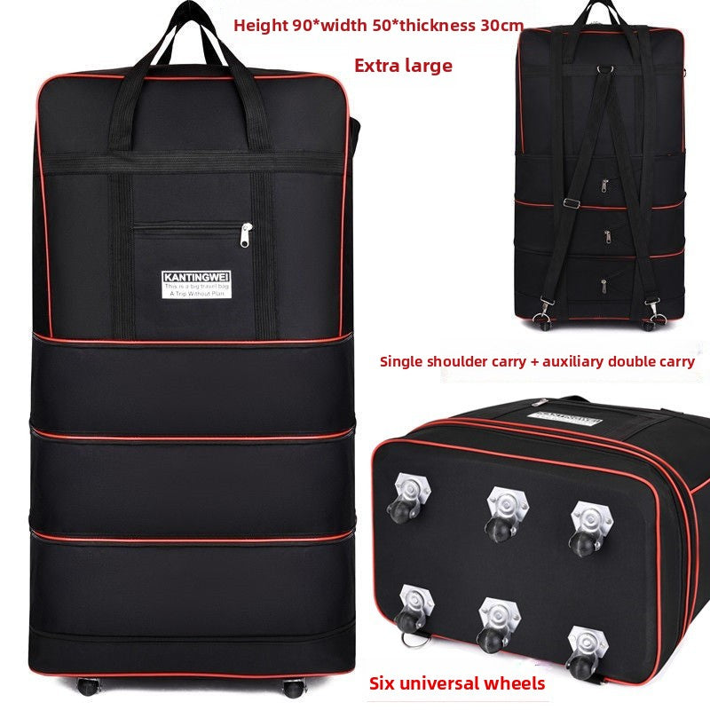 Expandable Oxford Cloth Travel Suitcase | 56-75L | Stainless Steel Wheels | S-XL