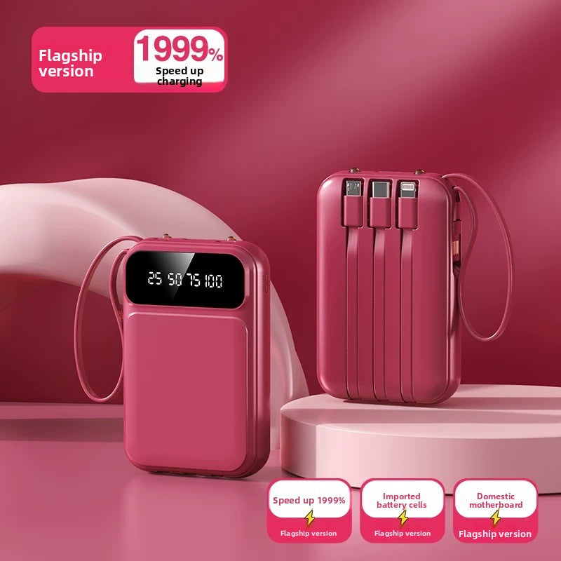 Banco de Energía Portátil 10000mAh con Cables Integrados – Carga Rápida PD 3.0