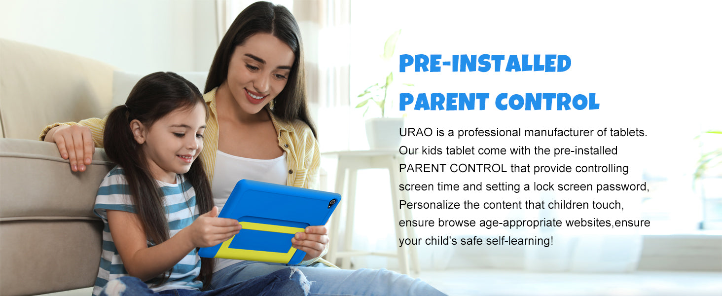 Tablet Infantil URAO 10" | Android 15 | 8GB RAM + 64GB | Octa-Core | 5000mAh | Control Parental | Con Funda
