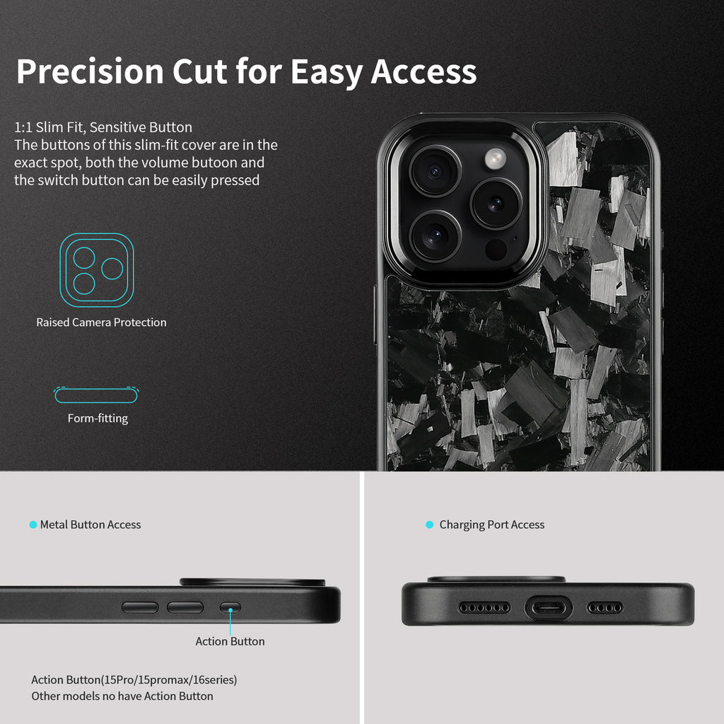 Carbon Fiber Protective Phone Case with Metal Frame | iPhone 11-17 Series