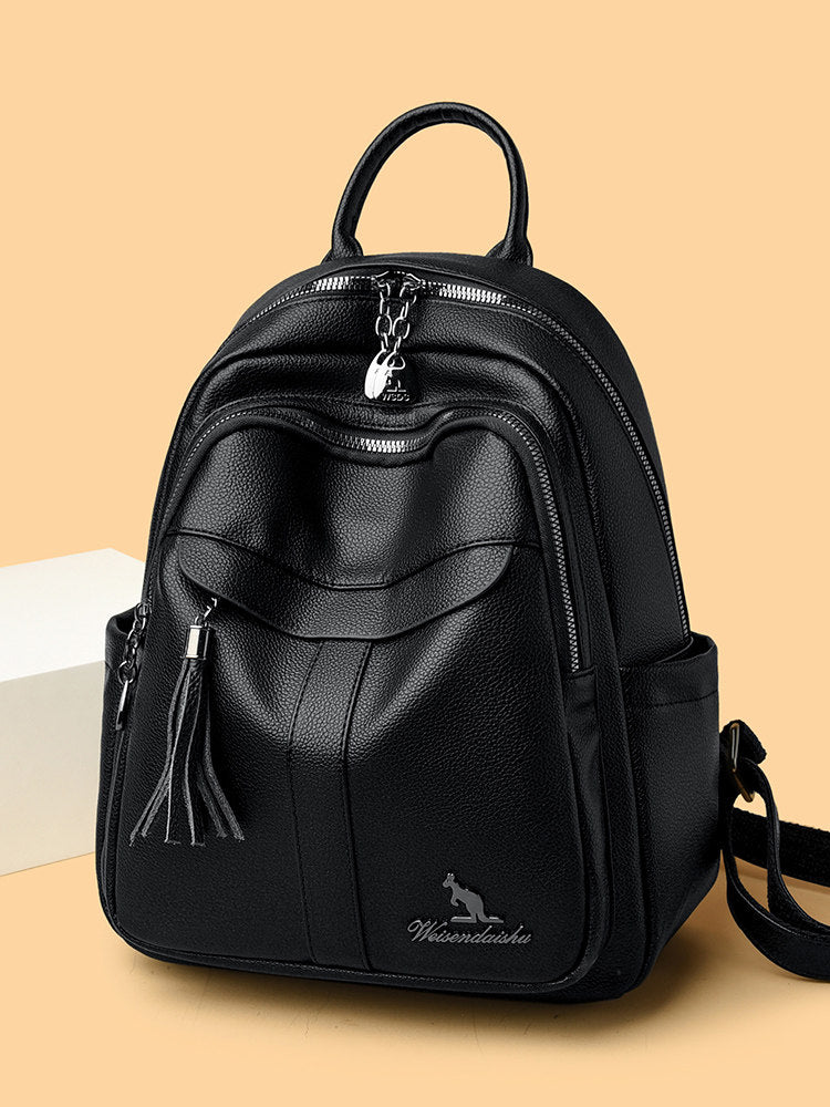 Mochila de Cuero Genuino para Mujer – Piel de Vaca, Laptop 14", Ligera, 3 Estilos