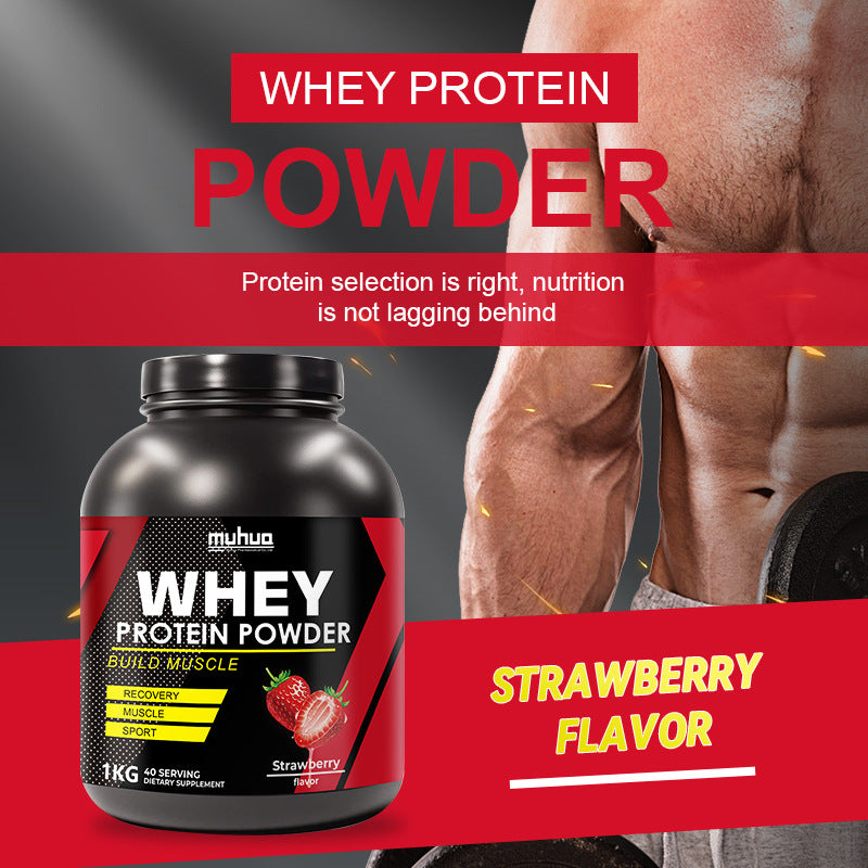 Proteína Whey en Polvo Sabor Fresa 1kg | Whey Protein Powder Strawberry 2 lbs