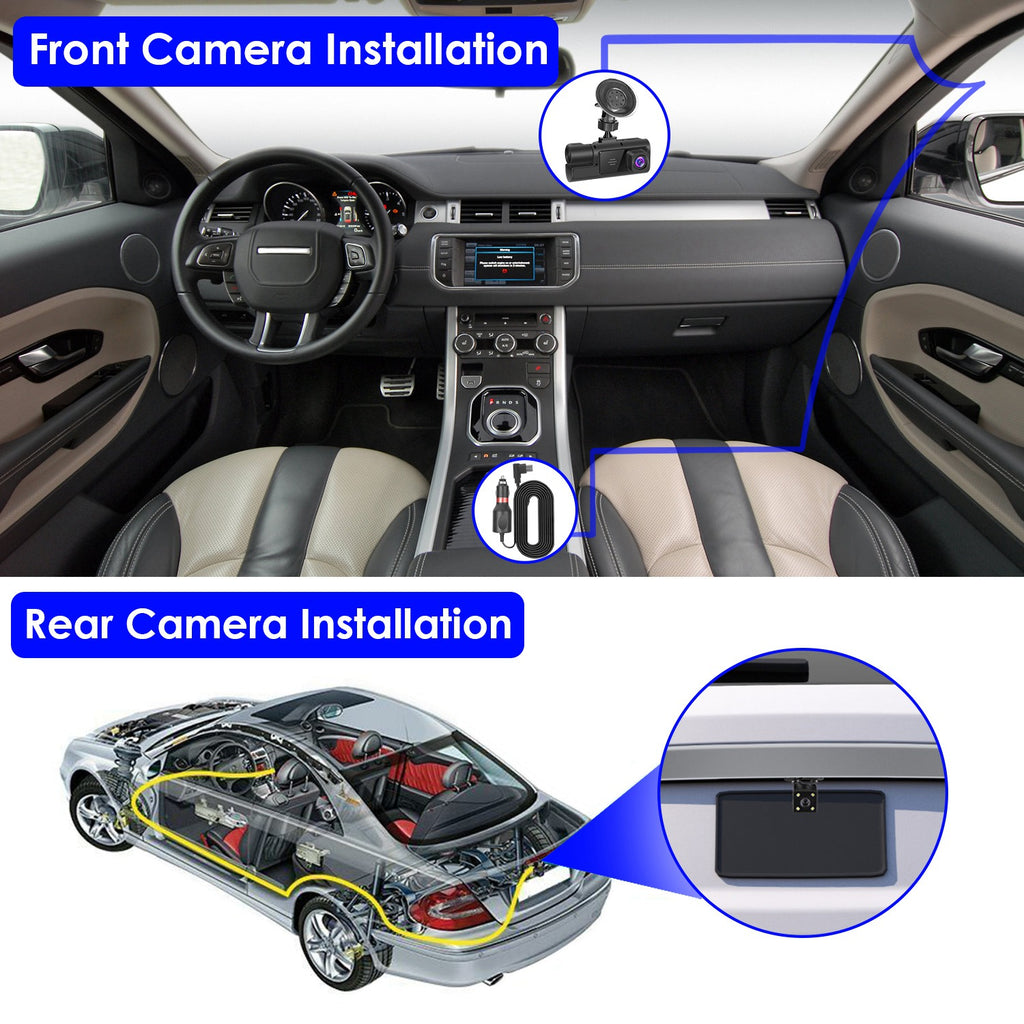 Cámara de Auto 3 Canales ALTSON — FHD 1080P WiFi con Tarjeta 64GB Incluida