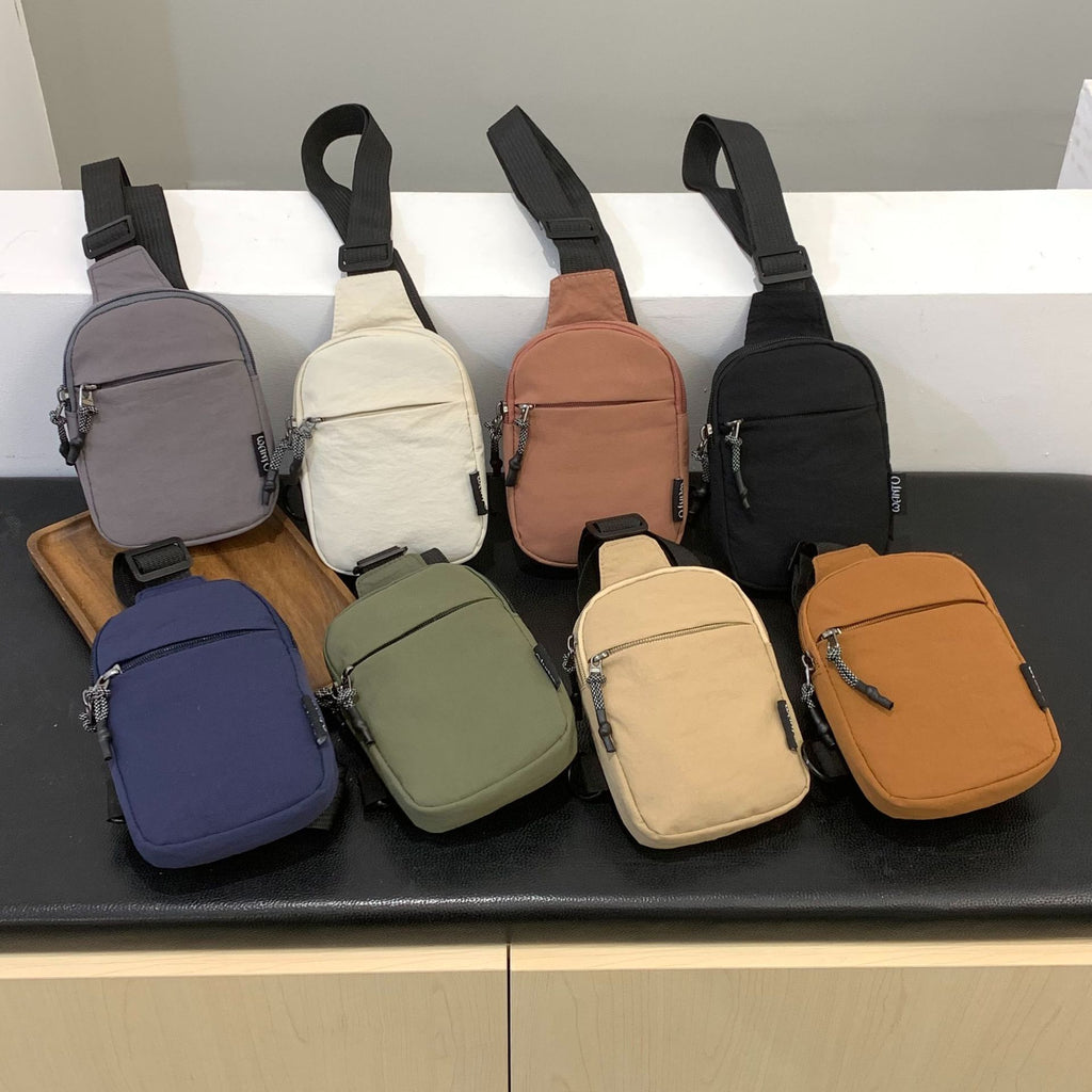 Bolso Bandolera de Color Liso – Nylon Ligero, Estilo Street, 8 Colores