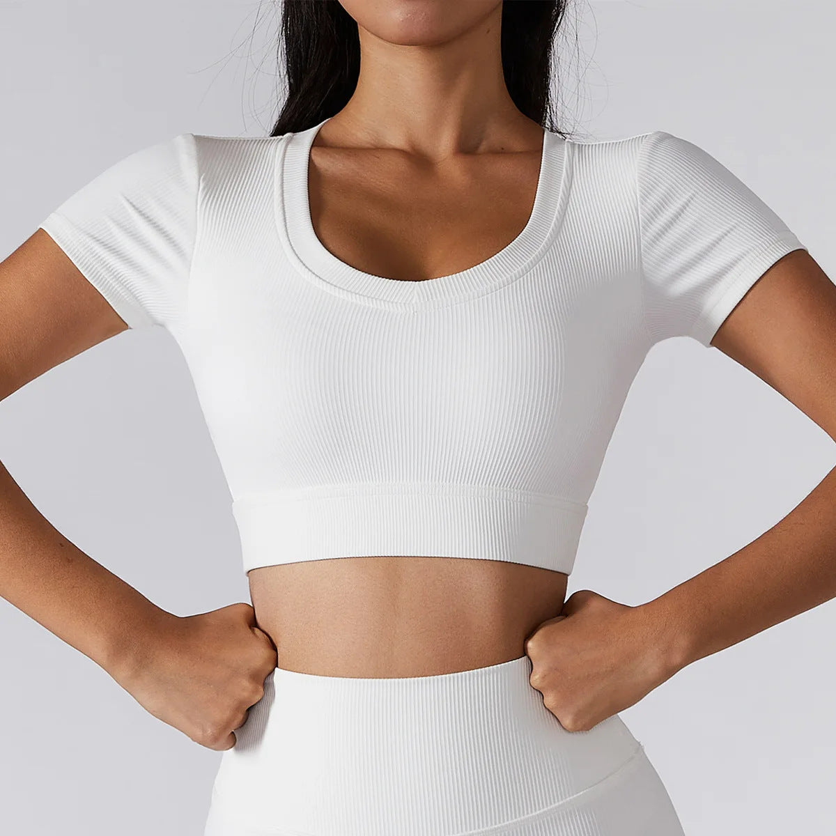 Traje Yoga Mujer 2 Piezas Sin Costuras 90% Poliéster 10% Spandex Hip Lifting Cintura Alta Top + Shorts/Pants 4 Colores S-L | Women Seamless 2-Piece Yoga Suit