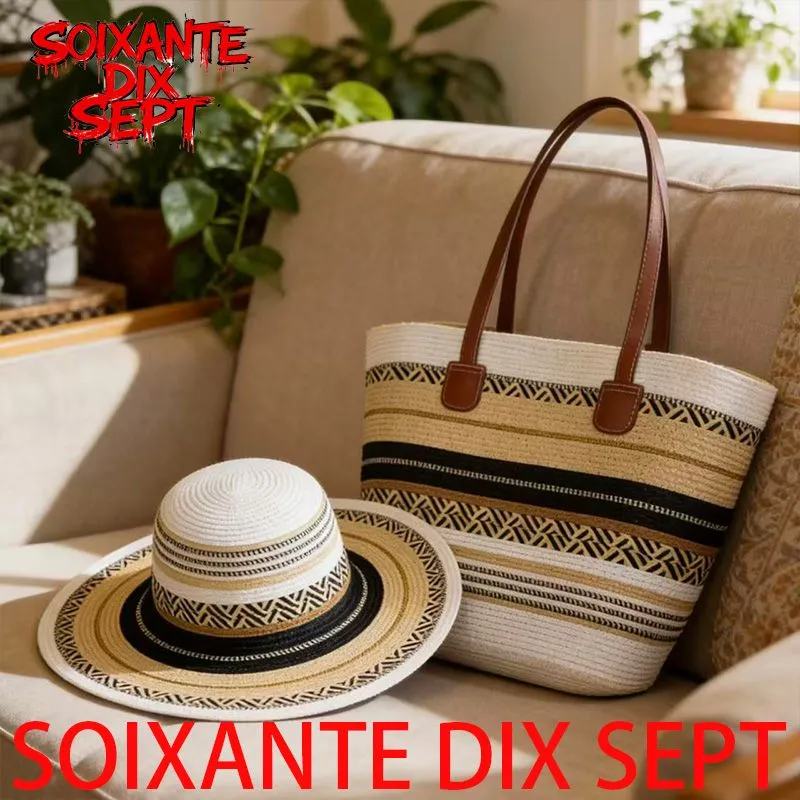 Set Bolsa Tote de Paja + Sombrero – Estilo Minimalista, Playa y Verano