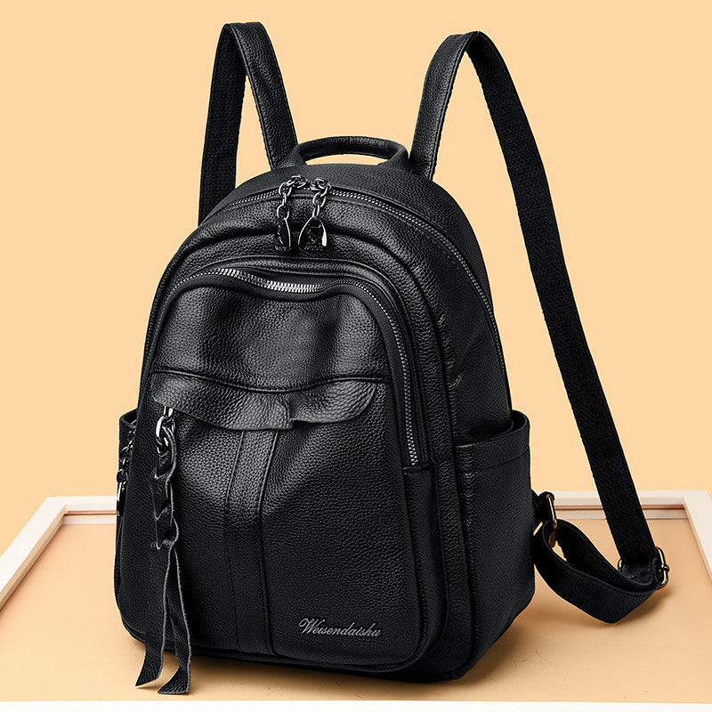 Mochila de Cuero Genuino para Mujer – Piel de Vaca, Laptop 14", Ligera, 3 Estilos