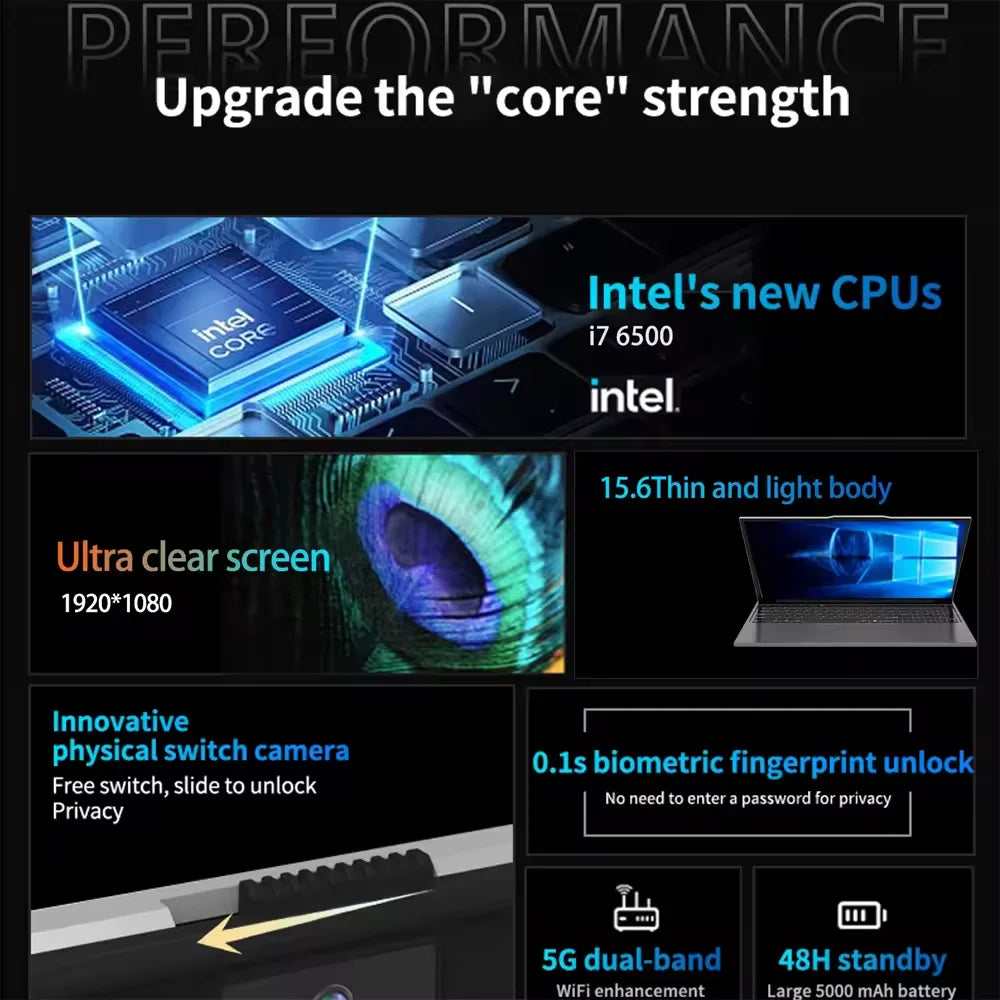 15.6" Laptop Intel Core i7 | Windows 11 | Fingerprint | IPS FHD