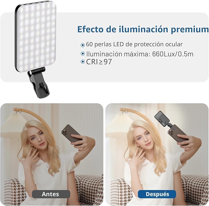 ALTSON 60 LED Luz Portátil para Selfie, TikTok y Videollamadas