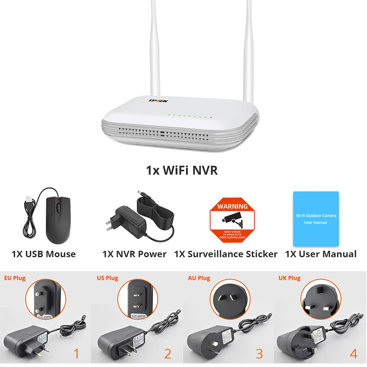 Mini WiFi NVR 8CH 3MP / 4CH 5MP H.265 – Wireless Network Video Recorder | Face Detection | ONVIF