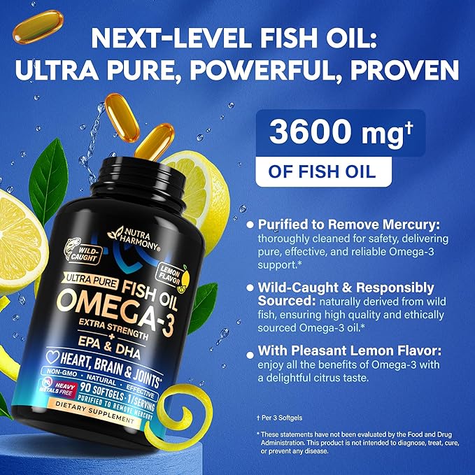 Aceite de pescado Omega 3 3600 mg + Vitamina D3 K2 – Nutra Harmony