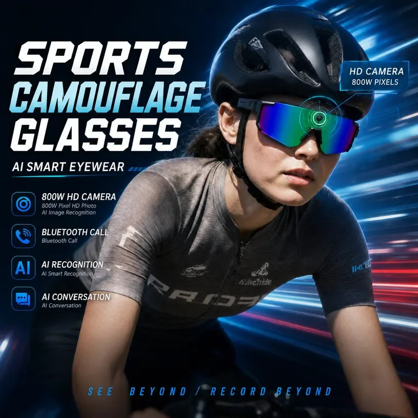 Lentes Deportivos Inteligentes con Cámara IA | 8MP, Bluetooth, Resistentes al Agua