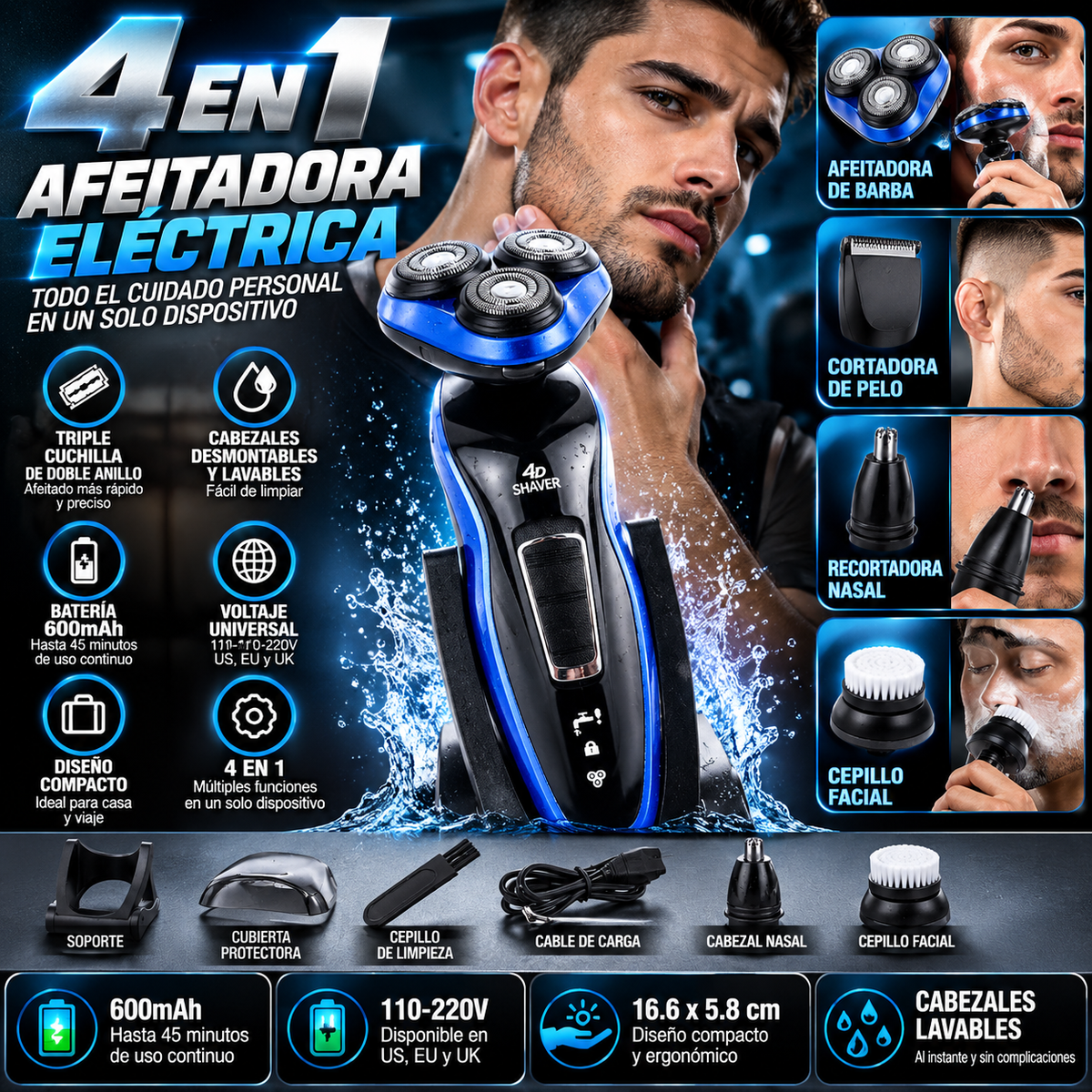 Rechargeable Electric Shaver | Triple Blade | Lite, 3-in-1 & 4-in-1
