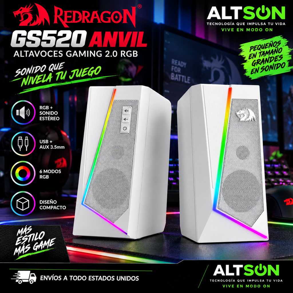 Redragon GS520 RGB Speakers | 2.0 Stereo | USB