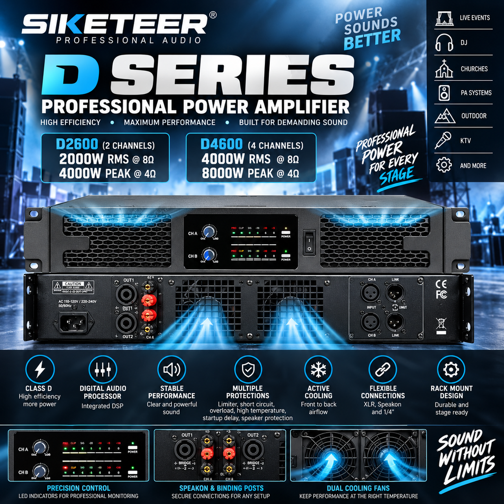 SIKETEER D2600/D4600 Digital Power Amplifier | 2/4 Channel | Amplificador Profesional